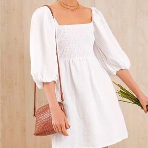 Opt Dresses Women's Smocked Mini Lined Bell Sleeve Dress